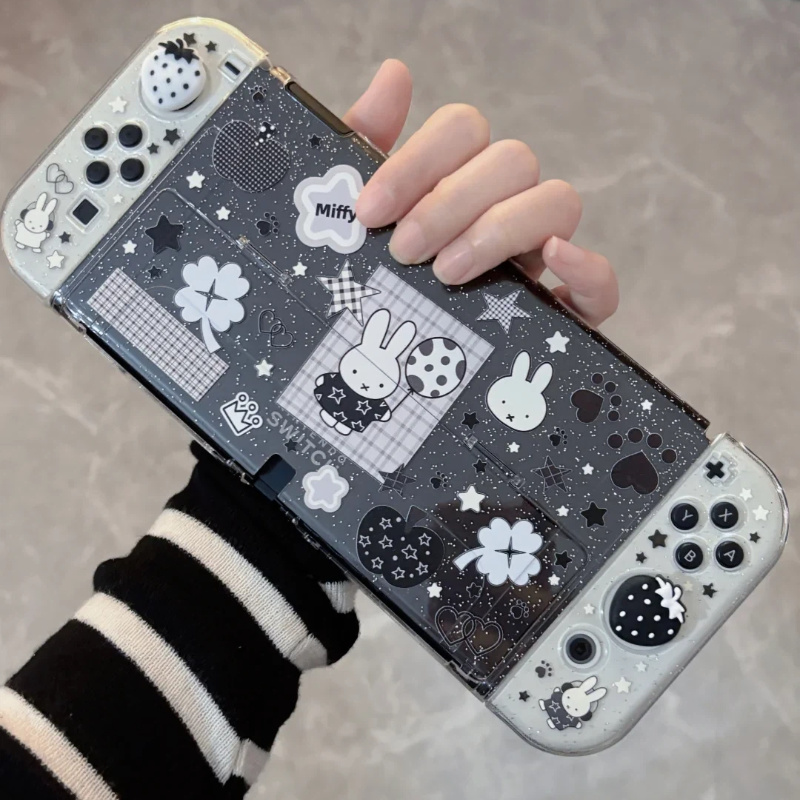 Gaming Accessories Brands - غطاء حماية شفاف أسود وأبيض لجهاز